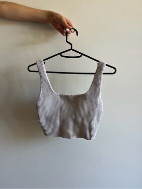 Babaton/Aritzia Sculpt square neck crop tank- white